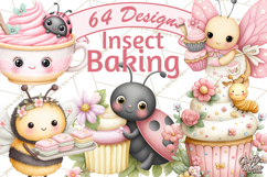 Spring Insect Baking Clipart, Cute Bee Ladybug Butterfly Png Product Image 1