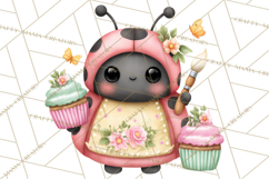 Spring Insect Baking Clipart, Cute Bee Ladybug Butterfly Png Product Image 2