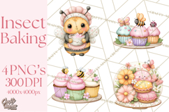 Spring Insect Baking Clipart, Cute Bee Ladybug Butterfly Png Product Image 1