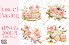 Spring Insect Baking Clipart, Cute Bee Ladybug Butterfly Png Product Image 1