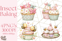 Spring Insect Baking Clipart, Cute Bee Ladybug Butterfly Png Product Image 1