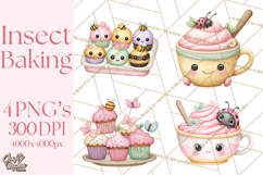 Spring Insect Baking Clipart, Cute Bee Ladybug Butterfly Png Product Image 1