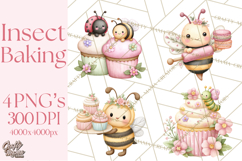 Spring Insect Baking Clipart, Cute Bee Ladybug Butterfly Png Product Image 1