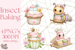 Spring Insect Baking Clipart, Cute Bee Ladybug Butterfly Png Product Image 1