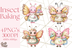 Spring Insect Baking Clipart, Cute Bee Ladybug Butterfly Png Product Image 1