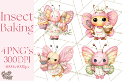 Spring Insect Baking Clipart, Cute Bee Ladybug Butterfly Png Product Image 1