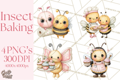 Spring Insect Baking Clipart, Cute Bee Ladybug Butterfly Png Product Image 1