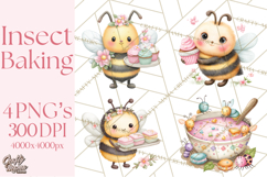 Spring Insect Baking Clipart, Cute Bee Ladybug Butterfly Png Product Image 1