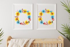 Sunflower wreath,Spring Frame, flower clipart, insects . Product Image 3