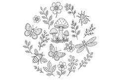 Woodland Insects and Mushrooms Hand Embroidery Pattern PDF Product Image 2
