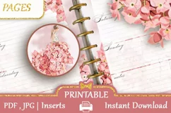Mambi Planner pages Weekly Flowers Pink dress Girl Product Image 1