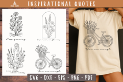 Inspirational Floral Quote SVG Vintage Line Art Print