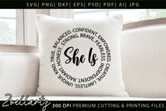 She Is Strong Fearless Brave Empowered Independent Kind SVG Product Image 4