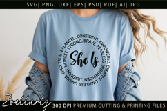 She Is Strong Fearless Brave Empowered Independent Kind SVG Product Image 5