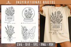 Inspirational Quotes SVG Vintage Floral Line Art Print