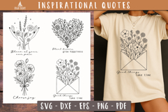 Inspirational Quotes SVG Vintage Floral Line Art Print