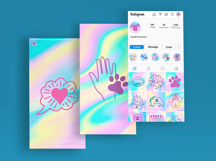 Colorful Holographic Dog Instagram Highlight Icons, Line Art Product Image 3