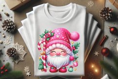 Cute Gnome Pink Watercolor Christmas Clipart Product Image 3