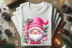 Cute Gnome Pink Watercolor Christmas Clipart Product Image 3