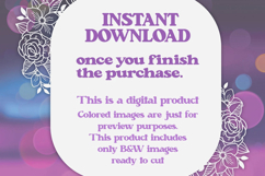 Rose Bouquet Moon and Cat SVG Product Image 2