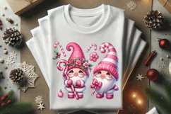 Cute Gnome Pink Watercolor Christmas Clipart Product Image 3