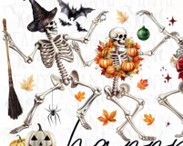 Happy Hallothanksmas PNG Dancing Skeletons & Seasonal Design Product Image 6