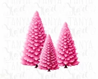 Merry Christmas Pink Trees Png, Sublimation Designs Product Image 5