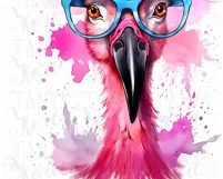 Pink Flamingo Wearing Glasses Sublimation Designs Product Image 4