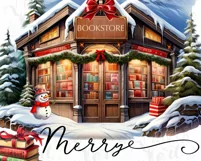 Merry Bookmas Christmas Village Bookstore, Instant Download Product Image 4