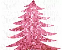 Merry Christmas Sequin Png for Shirt, Pink Christmas Tree Product Image 3