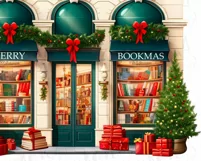 Book Store Christmas Scene PNG, Merry Bookmas Sublimation Product Image 4