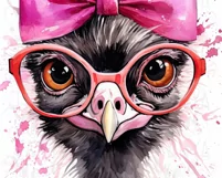 Funny Ostrich PNG with Pink Bow & Glasses Product Image 4