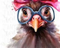 Funny Chicken with Pink Bow and Glasses PNG Sublimation Product Image 4