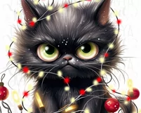 Black Christmas Angry Cat PNG Design for Sublimation Product Image 8