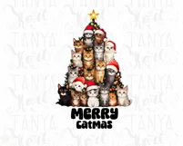 Merry Catmas for Christmas Sweatshirt, Cats Png Design Product Image 7