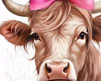 Cow with Pink Bow: Farm Animal Sublimation Design Product Image 5