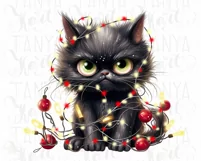 Black Christmas Angry Cat PNG Design for Sublimation Product Image 9