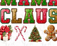 Mama Claus PNG, Embroidered Letters Mama Claus for Shirt Product Image 8
