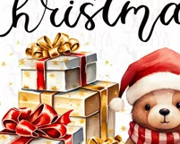 Christmas Scene Bear with Gifts Sublimation PNG Designs Product Image 7