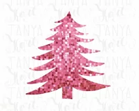 Merry Christmas Sequin Png for Shirt, Pink Christmas Tree Product Image 4