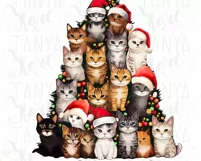 Merry Catmas for Christmas Sweatshirt, Cats Png Design Product Image 8