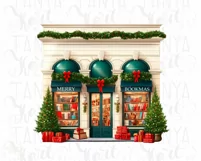 Book Store Christmas Scene PNG, Merry Bookmas Sublimation Product Image 5