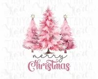 Merry Christmas PNG: Pink Tree Design for Sublimation Product Image 6