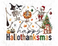 Happy Hallothanksmas PNG Dancing Skeletons & Seasonal Design Product Image 7