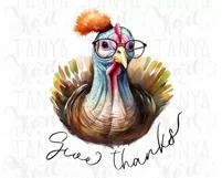 Give Thanks PNG Turkey Illustration, Turkey Day Sublimation Product Image 5