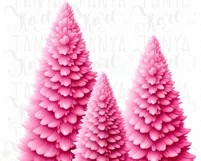 Merry Christmas Pink Trees Png, Sublimation Designs Product Image 6
