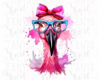 Pink Flamingo Wearing Glasses Sublimation Designs Product Image 5