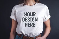 Female model white t-shirt mockup Product Image 1