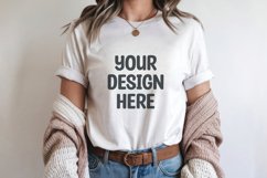 Female model white t-shirt mockup Product Image 1