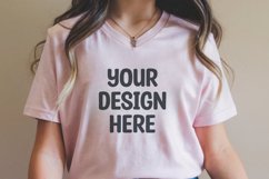Female model white t-shirt mockup Product Image 1